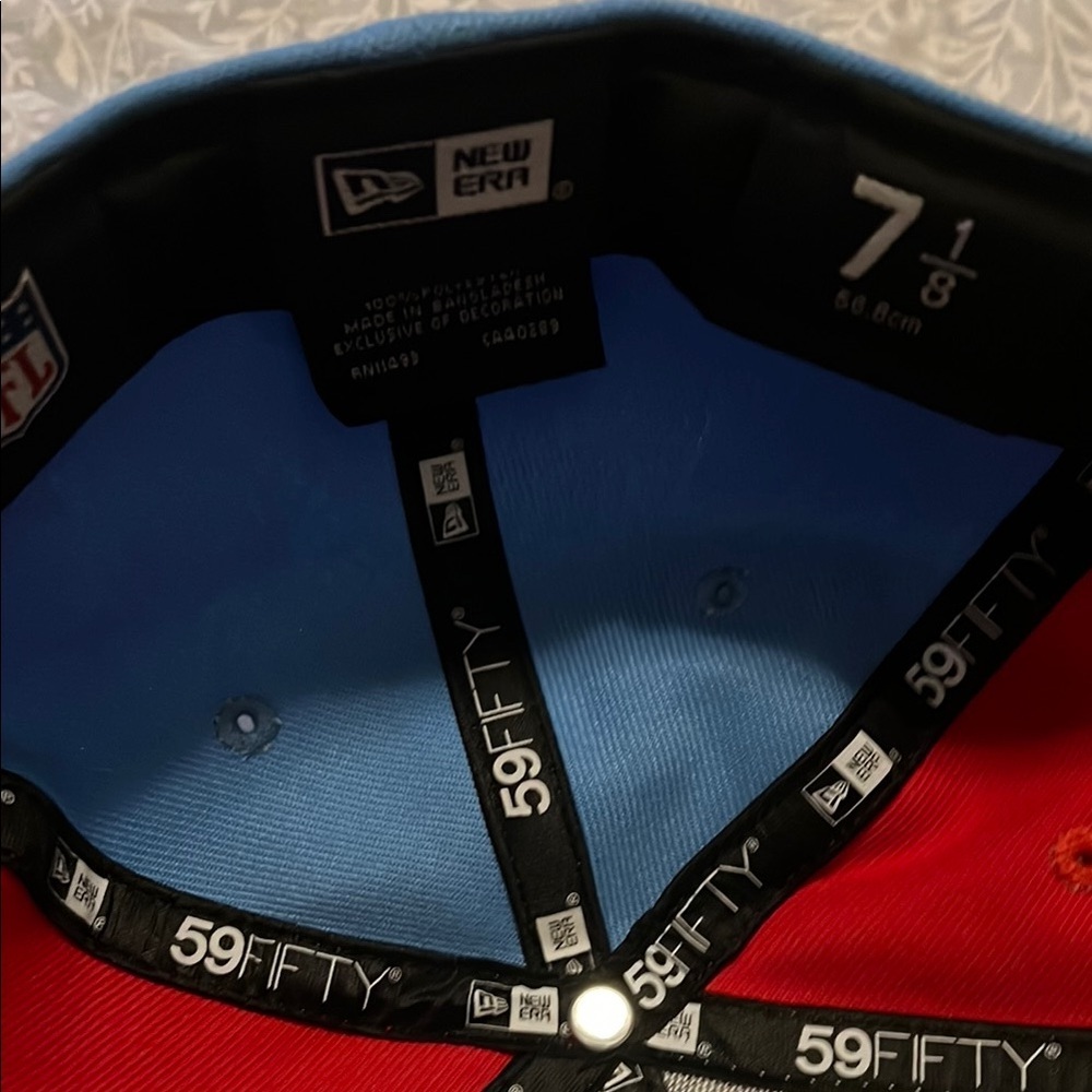 New Era Blue and White 59FIFTY Houston Oilers Cap Size 7 1/8‎ - Picture 7 of 8
